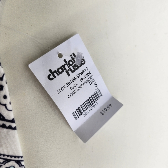 NWT Charlotte Russe Rayon Maxi Skirt Soft Elastic Waist Blue White Print Slits S - Picture 8 of 10